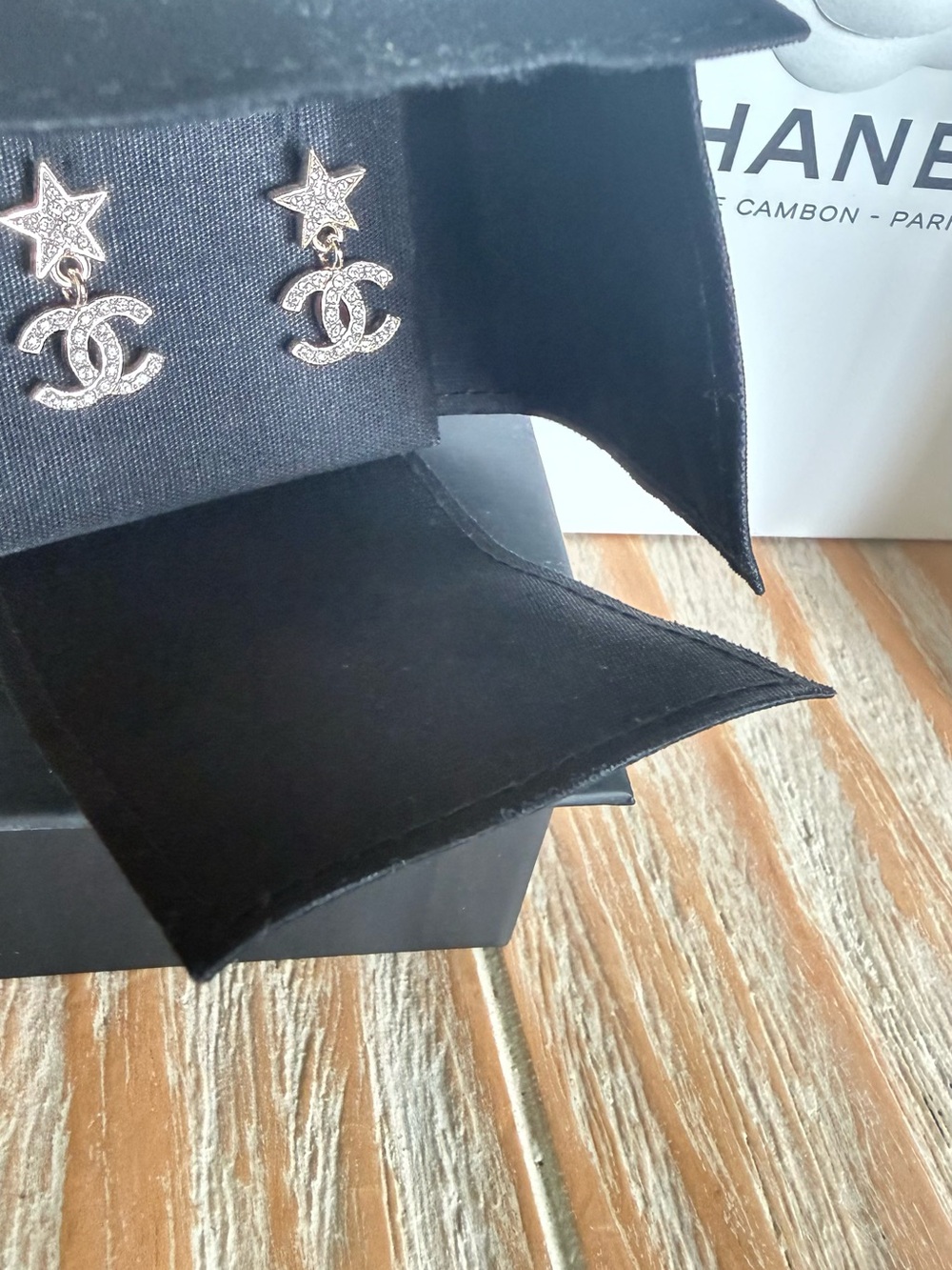 CHANEL Silver CC Star Drop Earrings - Picture 3 of 7